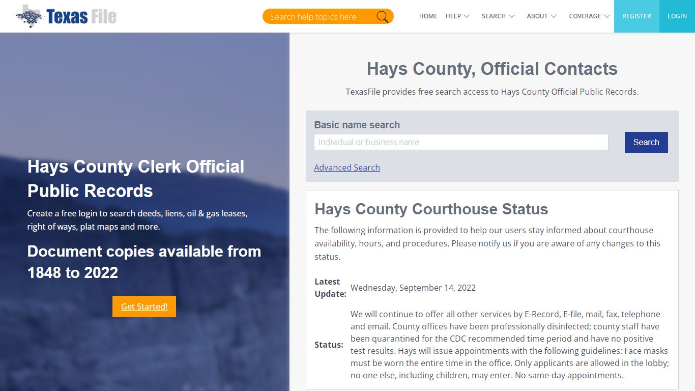 Hays County Clerk Official Public Records | TexasFile